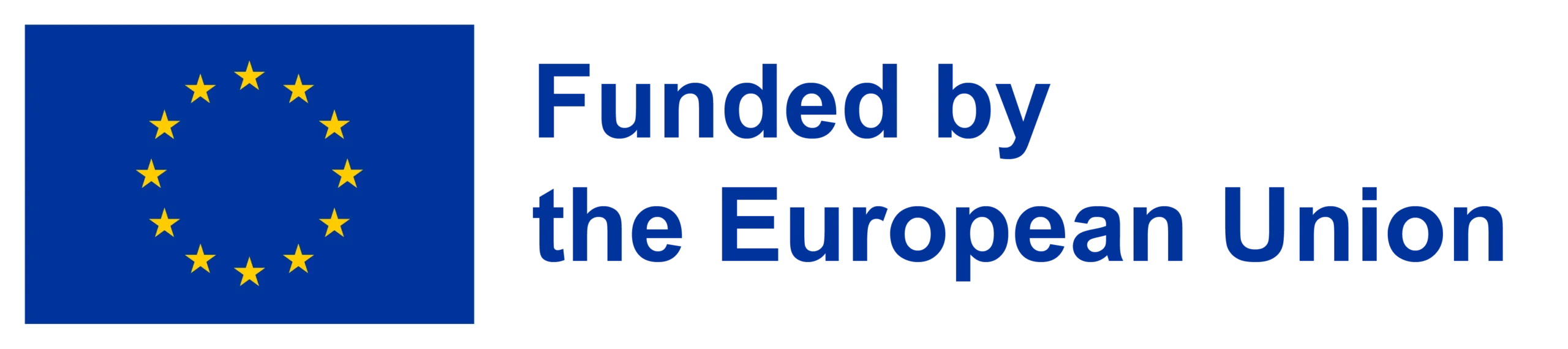 The European flag with the mention "founded by the European Union"